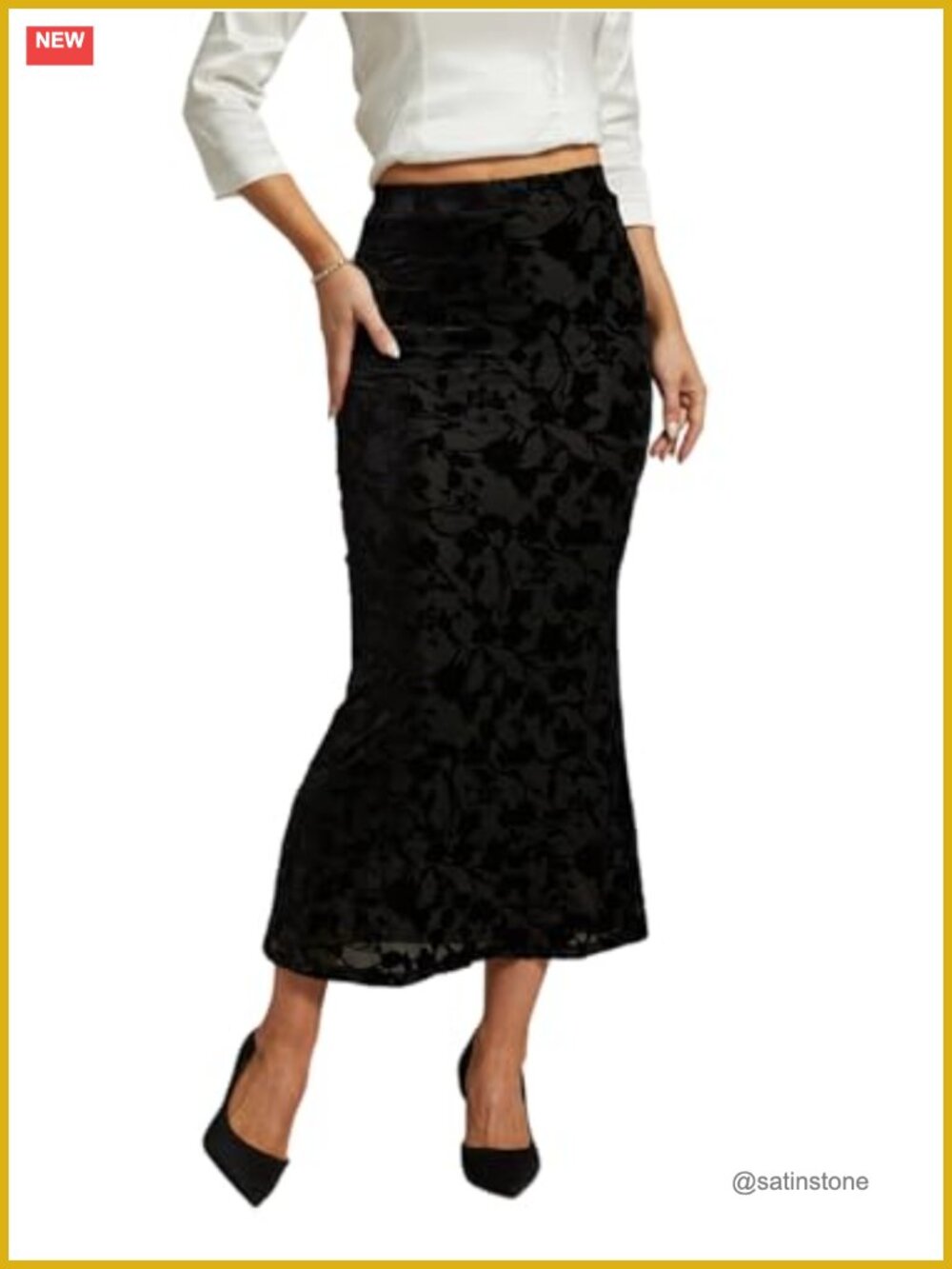 Women's Velvet Floral Mermaid Maxi Skirt High Waist Formal Evening